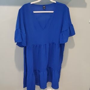 SHEIN Royal Blue Ruffle Sleeve Dress
